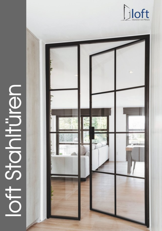Titelbild Katalog: Lofttüren von Piktura aus Stahl und Glas